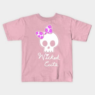 Wicked Cute Halloween SKull With Pink Bow - BlueTshirtCo Halloween Swag Kids T-Shirt